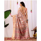 Generic Women's Faux_Silk Printed Saree With Unstitched Blouse 5.5Mtr (Peach)