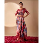 Generic Women's Faux_Silk Printed Saree With Unstitched Blouse 5.5Mtr (Maroon)