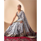Generic Women's Faux_Art_Silk Printed Saree With Unstitched Blouse 5.5Mtr (Silver)