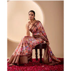 Generic Women's Faux_Silk Printed Saree With Unstitched Blouse 5.5Mtr (Peach)