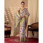 Generic Women's Silk_Blend Printed Saree With Unstitched Blouse 5.5Mtr (Olive)
