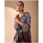 Generic Women's Faux_Silk Printed Saree With Unstitched Blouse 5.5Mtr (Grey)