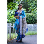 Generic Women's Faux_Tussar_Silk Printed Saree With Unstitched Blouse 5.5Mtr (Teal)