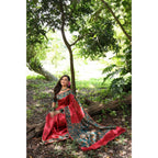 Generic Women's Faux_Tussar_Silk Printed Saree With Unstitched Blouse 5.5Mtr (Red)