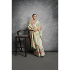 Generic Women's Cotton Printed Saree With Unstitched Blouse 5.5 Mtr (Green)