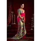 Generic Women's Silk Blend Woven Saree With Unstitched Blouse 5.5 Mtr (Pink)