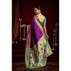 Generic Women's Silk Blend Woven Saree With Unstitched Blouse 5.5 Mtr (Purple)