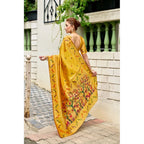 Generic Women's Silk Blend Woven Saree With Unstitched Blouse 5.5 Mtr (Mustard)