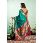 Generic Women's Silk Blend Woven Saree With Unstitched Blouse 5.5 Mtr (Green)
