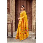 Generic Women's Silk Blend Woven Saree With Unstitched Blouse 5.5 Mtr (Mustard)