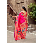 Generic Women's Silk Blend Woven Saree With Unstitched Blouse 5.5 Mtr (Pink)