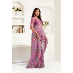 Generic Women's Linen Cotton Printed Ready To Wear Saree With Unstitched Blouse 5.5 Mtr (Light_Mauve)
