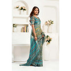 Generic Women's Linen Cotton Printed Ready To Wear Saree With Unstitched Blouse 5.5 Mtr (Light_Green)