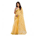 Generic Women's Linen Cotton Printed Ready To Wear Saree With Unstitched Blouse 5.5 Mtr (Light_Mustard)