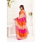 Generic Women's Linen Cotton Printed Ready To Wear Saree With Unstitched Blouse 5.5 Mtr (Multicolor)