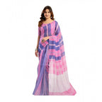 Generic Women's Linen Cotton Printed Ready To Wear Saree With Unstitched Blouse 5.5 Mtr (Pink)
