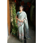 Generic Women's Polyester Printed Saree With Unstitched Blouse 5.5 Mtr (Rama)