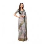 Generic Women's Polyester Printed Saree With Unstitched Blouse 5.5 Mtr (Multicolor)
