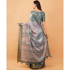Generic Women's Polyester Printed Saree With Unstitched Blouse 5.5 Mtr (Multicolor)