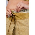 Generic Women's Polyester Printed Ready To Wear Saree With Unstitched Blouse 5.5 Mtr (Gold)