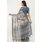 Generic Women's Polyester Printed Saree With Unstitched Blouse 5.5 Mtr (Multicolor)