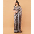 Generic Women's Polyester Printed Saree With Unstitched Blouse 5.5 Mtr (Multicolor)