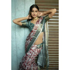 Generic Women's Polyester Printed Saree With Unstitched Blouse 5.5 Mtr (Maroon)