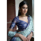 Generic Women's Polyester Printed Saree With Unstitched Blouse 5.5 Mtr (Green)