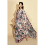 Generic Women's Polyester Printed Saree With Unstitched Blouse 5.5 Mtr (Multicolor)