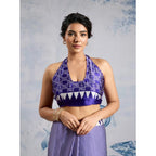 Generic Women's Satin Crepe Printed Saree With Unstitched Blouse 5.5Mtr (Purple)