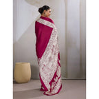 Generic Women's Satin Crepe Printed Saree With Unstitched Blouse 5.5Mtr (Maroon)