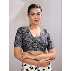 Generic Women's Satin Crepe Printed Saree With Unstitched Blouse 5.5Mtr (White)
