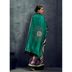 Generic Women's Satin Crepe Printed Saree With Unstitched Blouse 5.5Mtr (Multicolor)