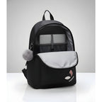 Generic Unisex PU Leather Solid Medium Zipper Backpack (Black)