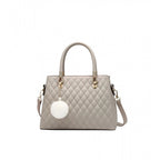 Generic Women's PU Leather Solid Shoulder Zipper Handbag (Grey)