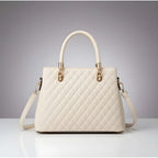 Generic Women's PU Leather Solid Shoulder Zipper Handbag (Cream)