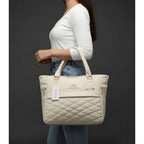 Generic Women's PU Leather Solid Shoulder Zipper Handbag (Cream)