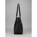 Generic Women's PU Leather Solid Shoulder Zipper Handbag (Black)