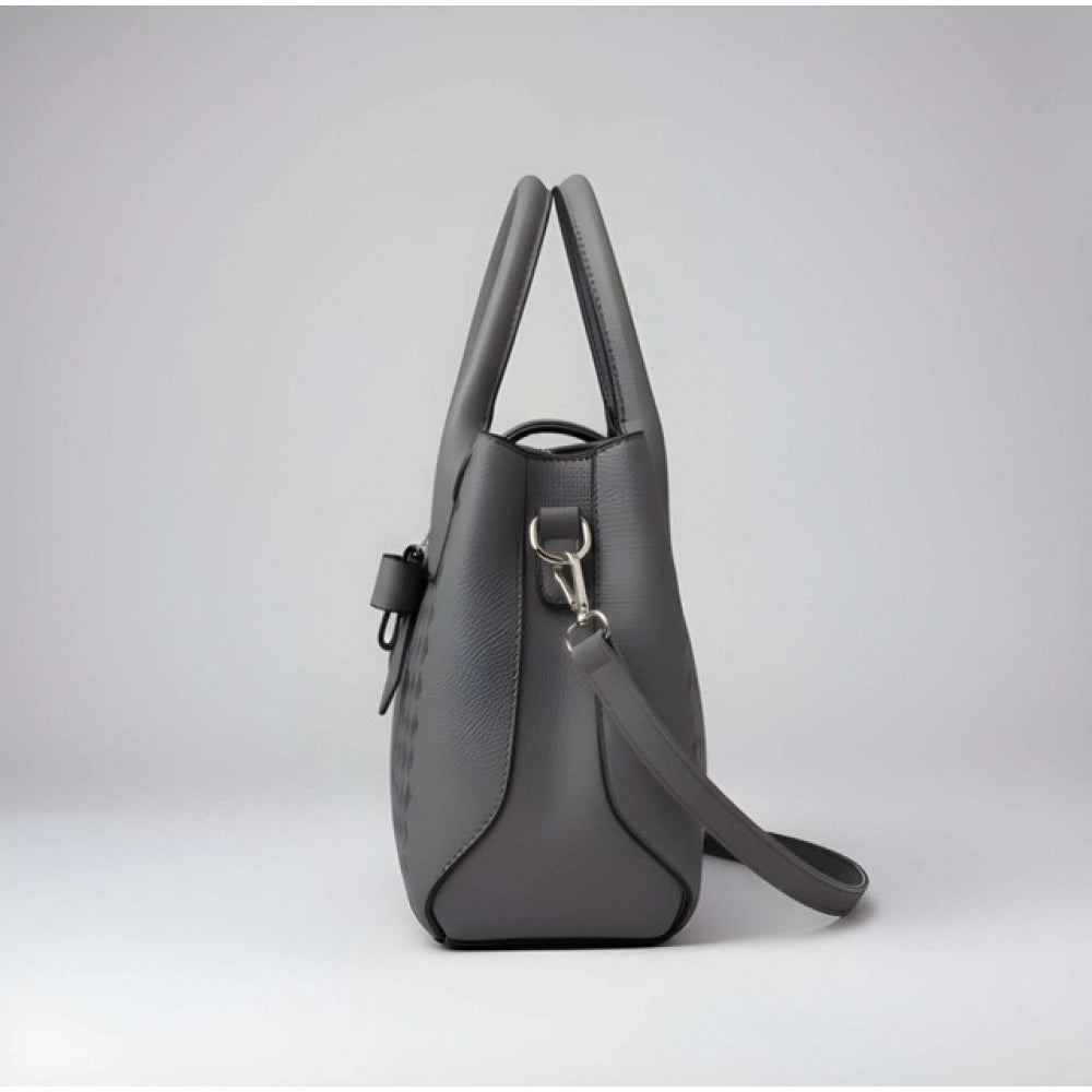 Generic Women's PU Leather Solid Shoulder Zipper Handbag (Grey)