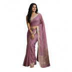 Generic Women's Cotton Printed Saree With Unstitched Blouse 5.5Mtr (Purple)