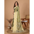 Generic Women's Jacquard Saree With Unstitched Blouse 5.5Mtr (Olive)