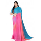 Generic Women's Georgette Floral Printed Saree With Unstitched Blouse 5.5Mtr (Multicolor)