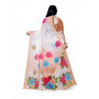 Generic Women's Georgette Floral Printed Saree With Unstitched Blouse 5.5Mtr (Orange)