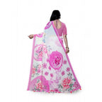 Generic Women's Georgette Floral Printed Saree With Unstitched Blouse 5.5Mtr (Pink)