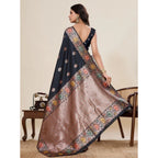 Generic Women's Faux_Banarasi_Silk Woven Saree With Unstitched Blouse 5.5Mtr (Black)