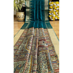 Generic Women's Tussar Silk Madhubani Saree With Unstitched Blouse 5.5Mtr (Rama)