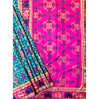 Generic Women's Patola Silk Meena And Zari Woven Saree With Unstitched Blouse 5.5Mtr (Blue)
