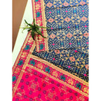 Generic Women's Patola Silk Meena And Zari Woven Saree With Unstitched Blouse 5.5Mtr (Navy)