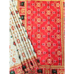 Generic Women's Patola Silk Meena And Zari Woven Saree With Unstitched Blouse 5.5Mtr (White)