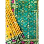Generic Women's Patola Silk Meena And Zari Woven Saree With Unstitched Blouse 5.5Mtr (Yellow)